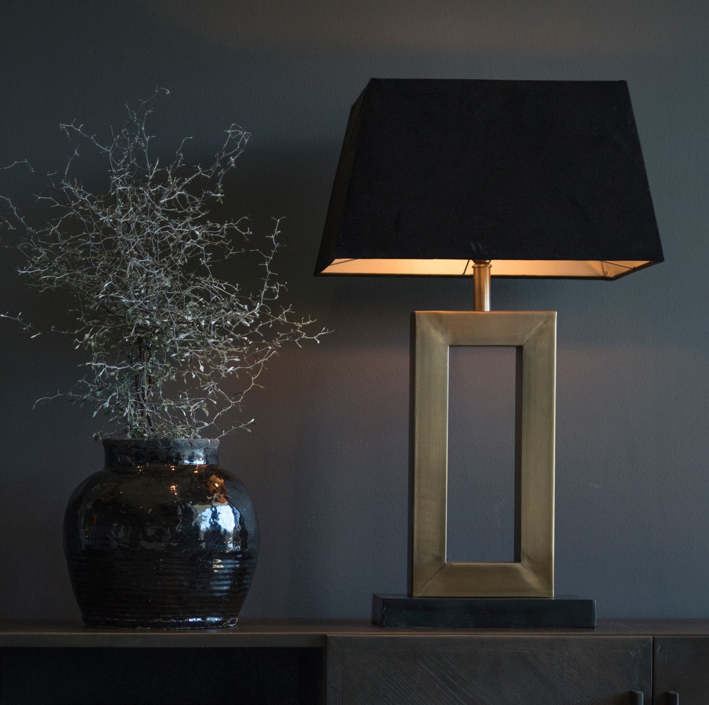 Rectangular Lampshade Black Leather