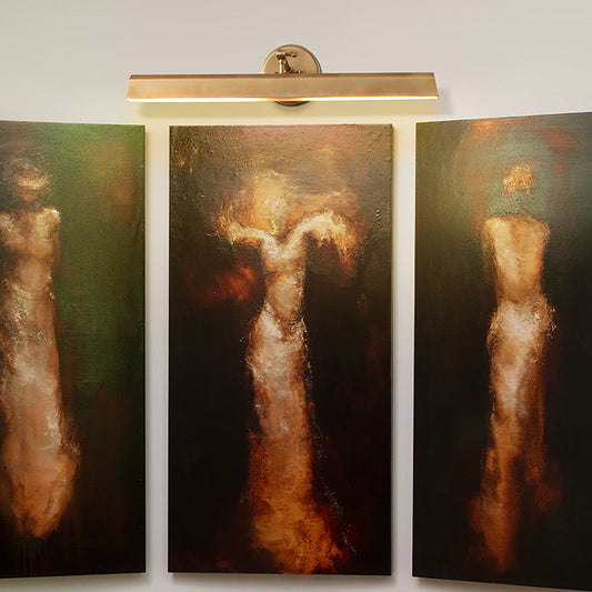 Arti Large Picture Light by Hinkley in a styled interior
