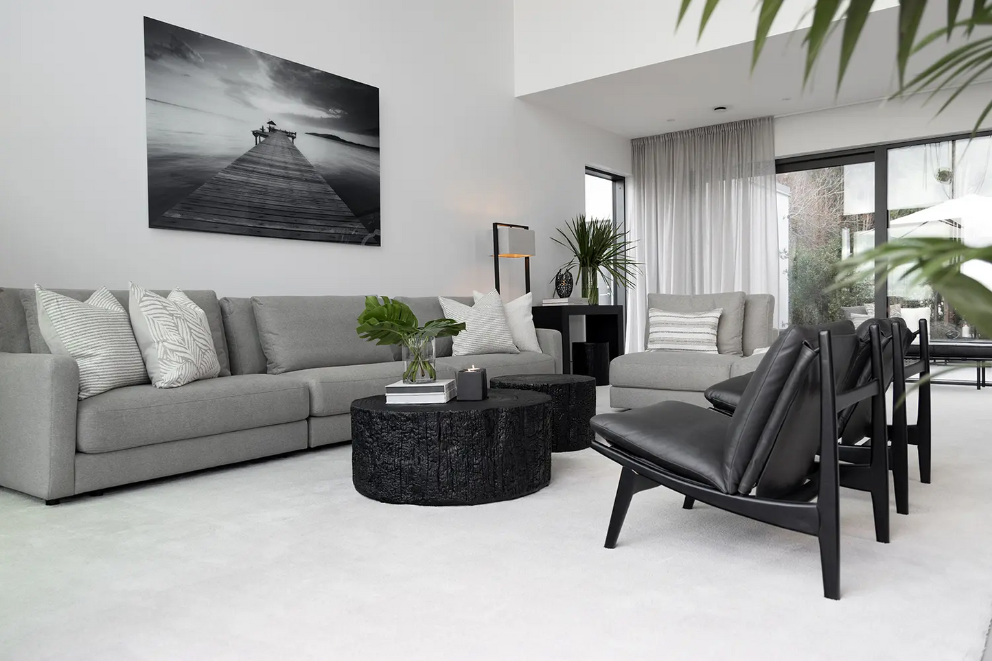Black Log Side Table