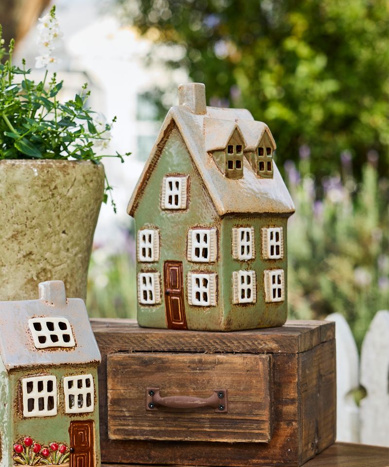 Devon Tall Tea Light Cottage Sage