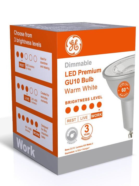 GE LED 6W Dimmable GU10 Globe