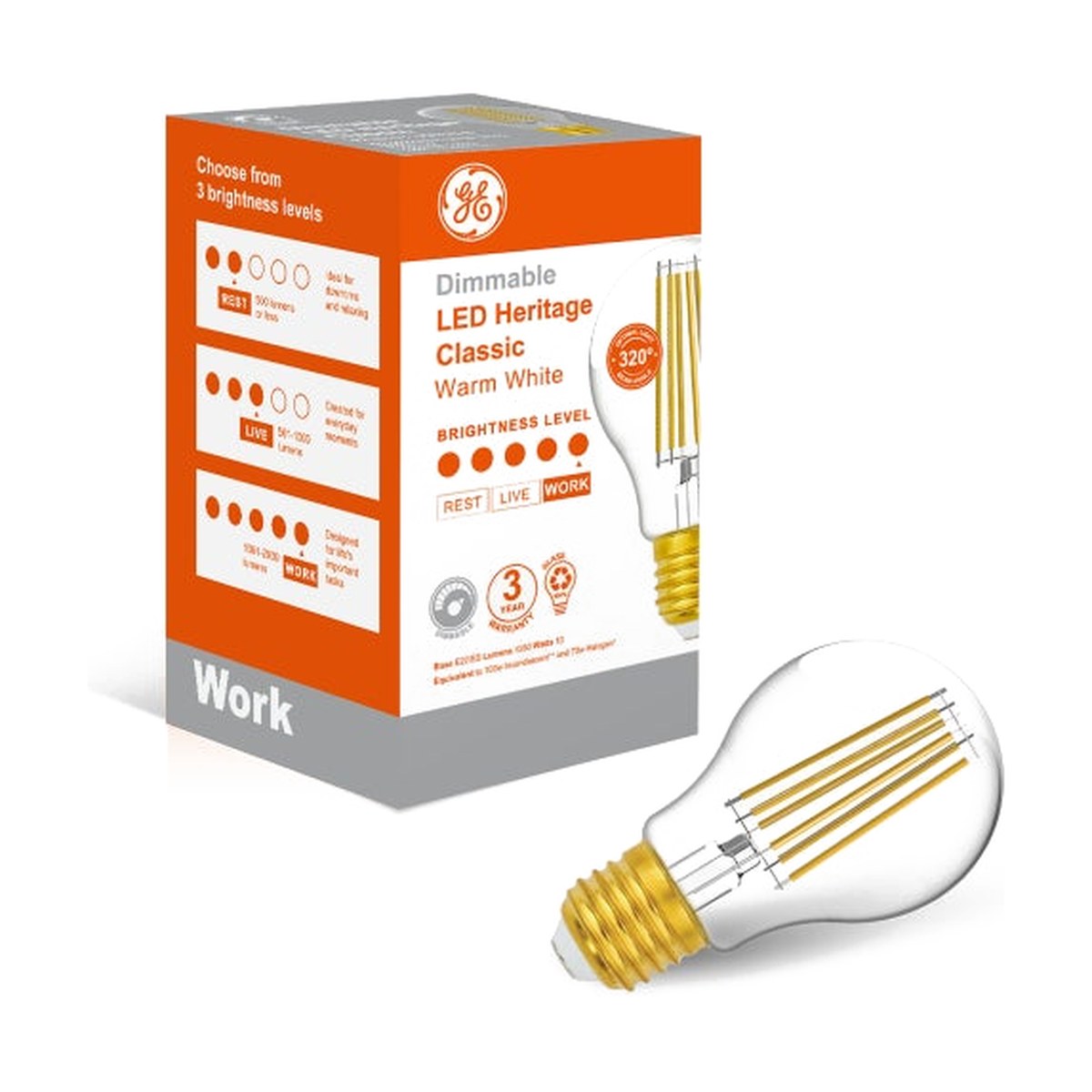 LED Classic Light Bulb - E27 A60 10W Clear Dimmable