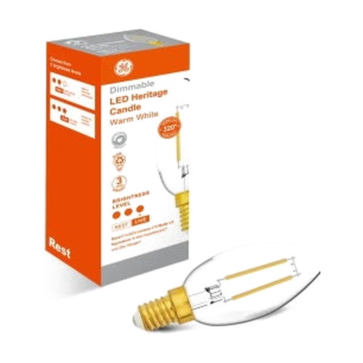 LED Candle Light Bulb - E14 Bullet Top 4.8W Clear Dimmable
