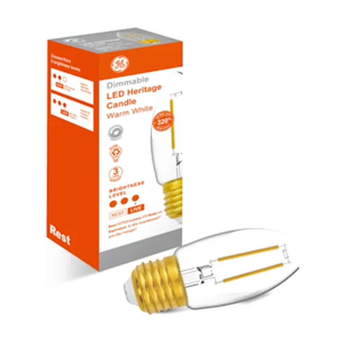 LED Candle Light Bulb - E27 Bullet Top 4.8W Clear Dimmable