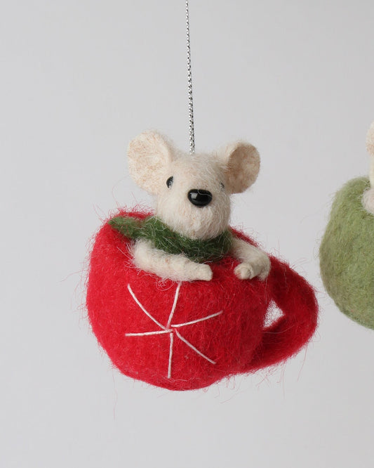 Yuletide Mice Cuppa Hanging Decoration