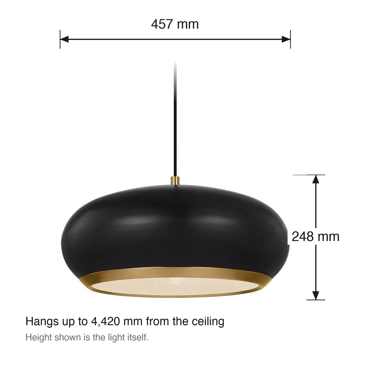 Clasica Pendant by Visual Comfort dimensions in millimetres