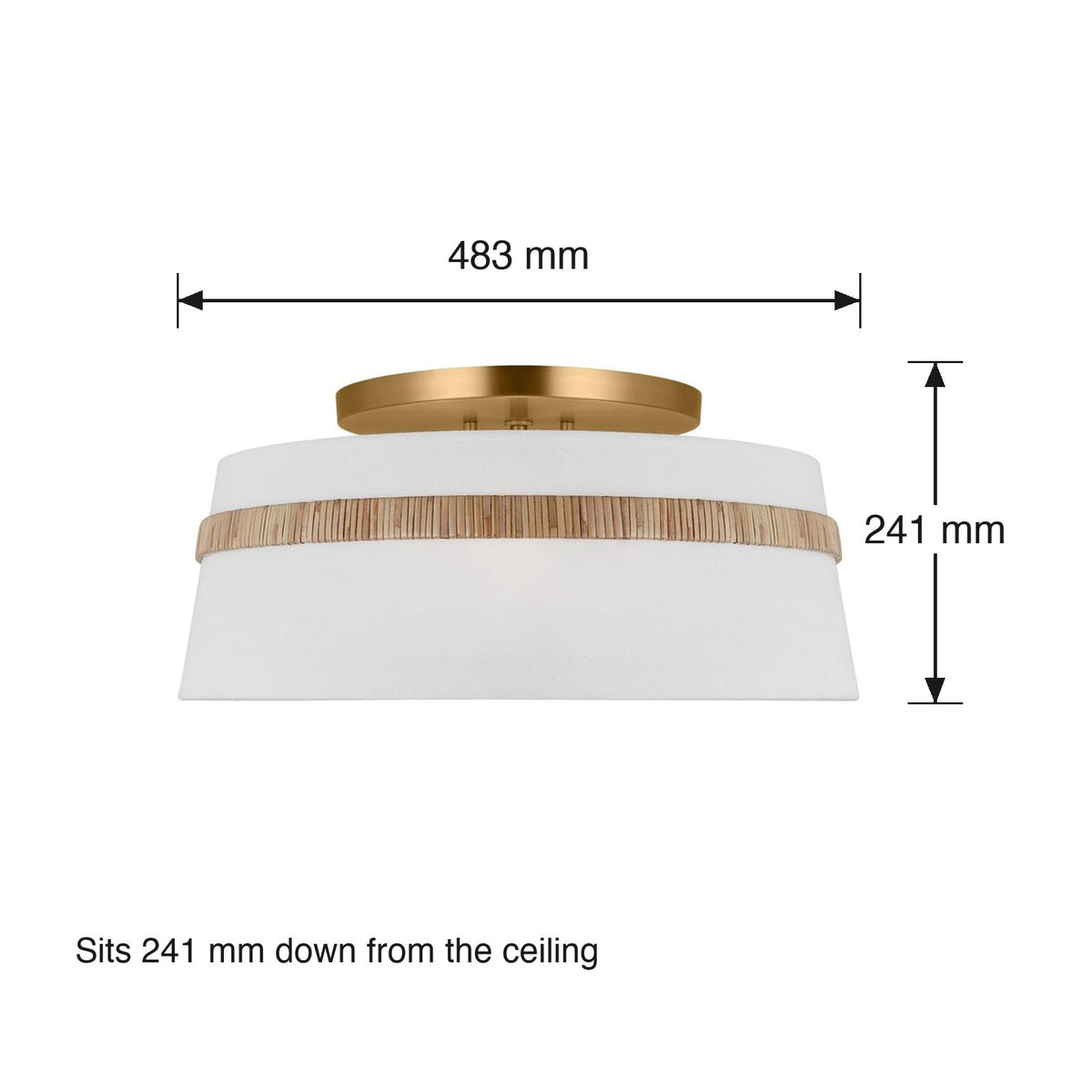 Cordtlandt Large Semi-Flush Ceiling Mount by Visual Comfort dimensions in millimetres