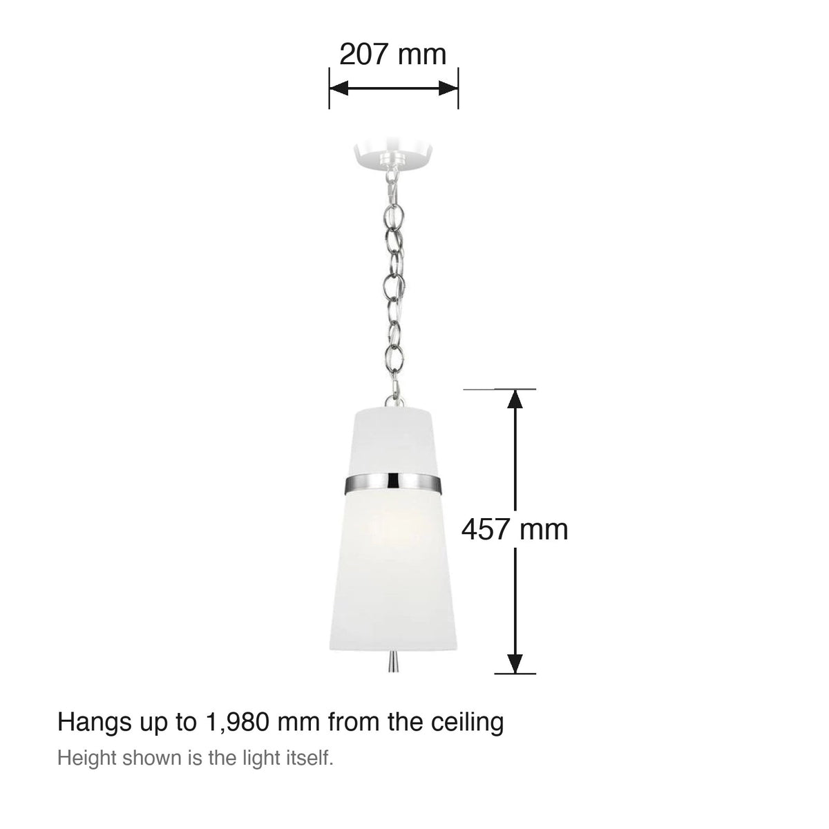 Cordtlandt Small Pendant by Visual Comfort dimensions in millimetres