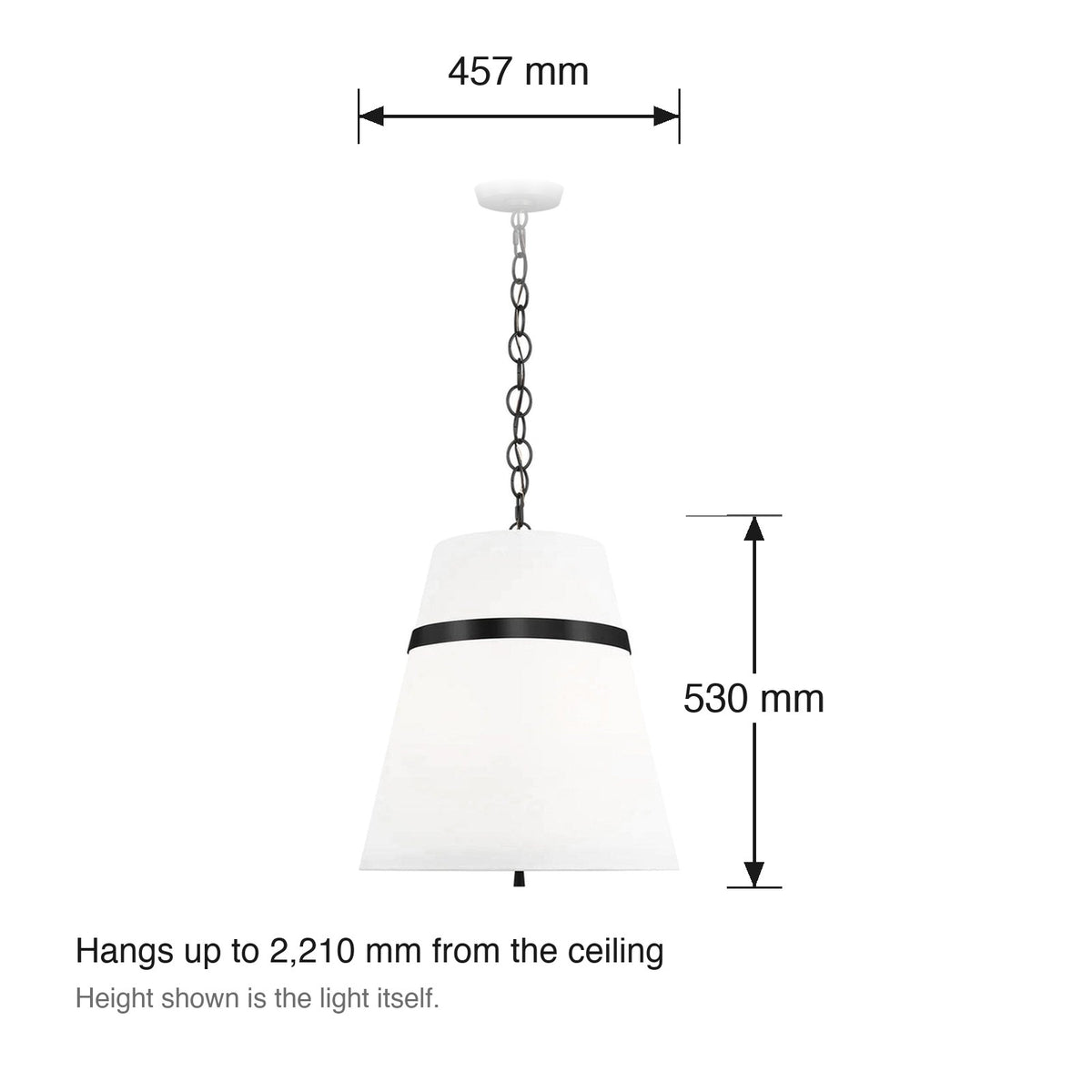 Cordtlandt 3 Light Pendant by Visual Comfort dimensions in millimetres