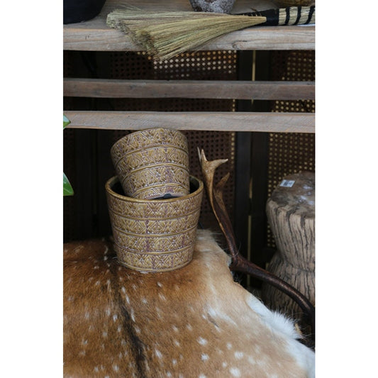 Aztec Geometric Pattern Planter Medium