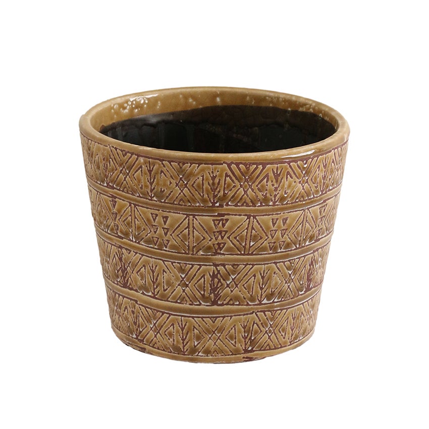 Set of 4 Aztec Geometric Pattern Planter Large