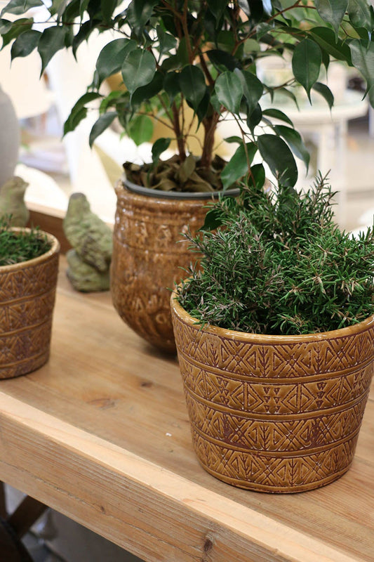 Set of 4 Aztec Geometric Pattern Planter Large