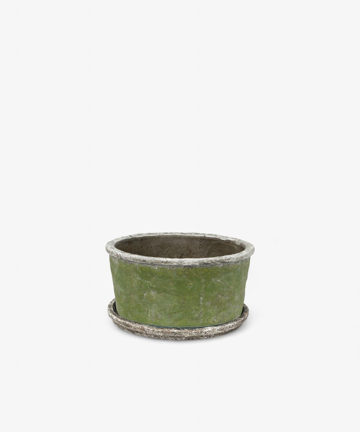 Evergreen Wide Plant Pot & Saucer Small