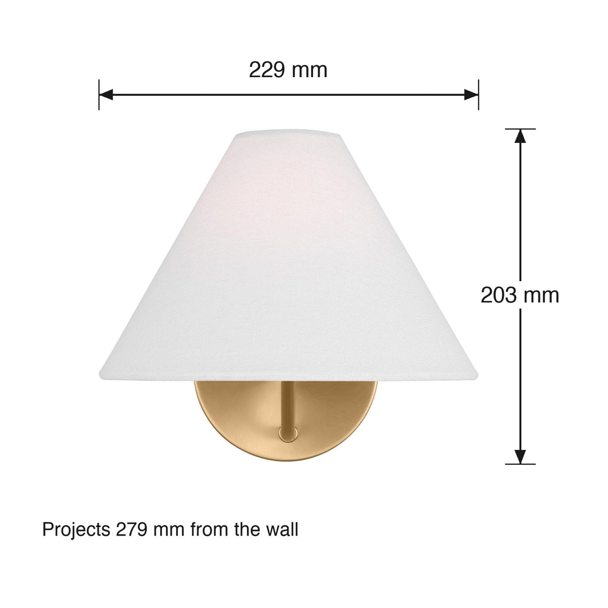 Burke Wall Sconce by Visual Comfort dimensions in millimetres