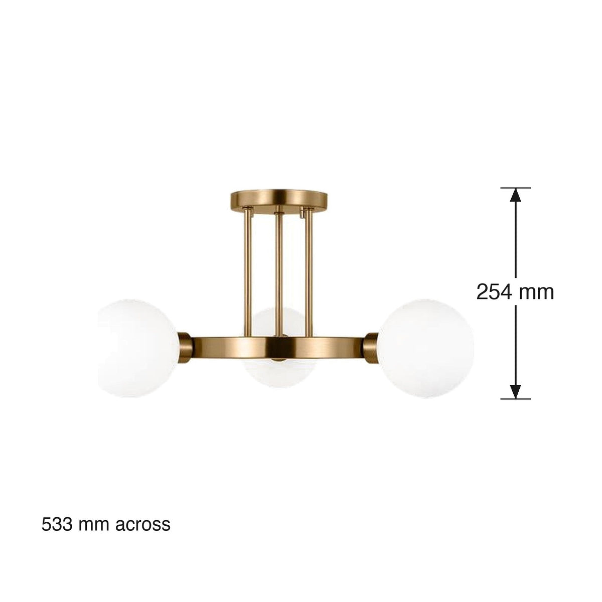 Clybourn 3 Light Semi-Flush Ceiling Mount by Visual Comfort dimensions in millimetres