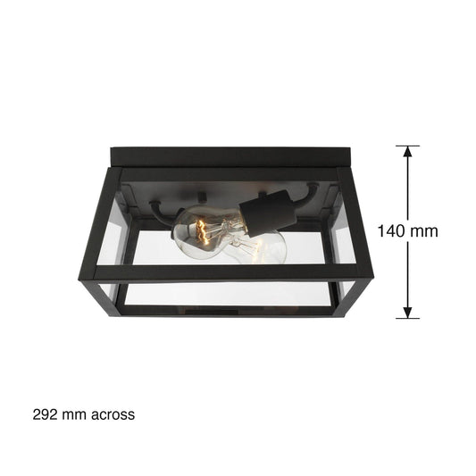 Founders 2 Light Exterior Semi-Flush Ceiling Mount by Visual Comfort dimensions in millimetres