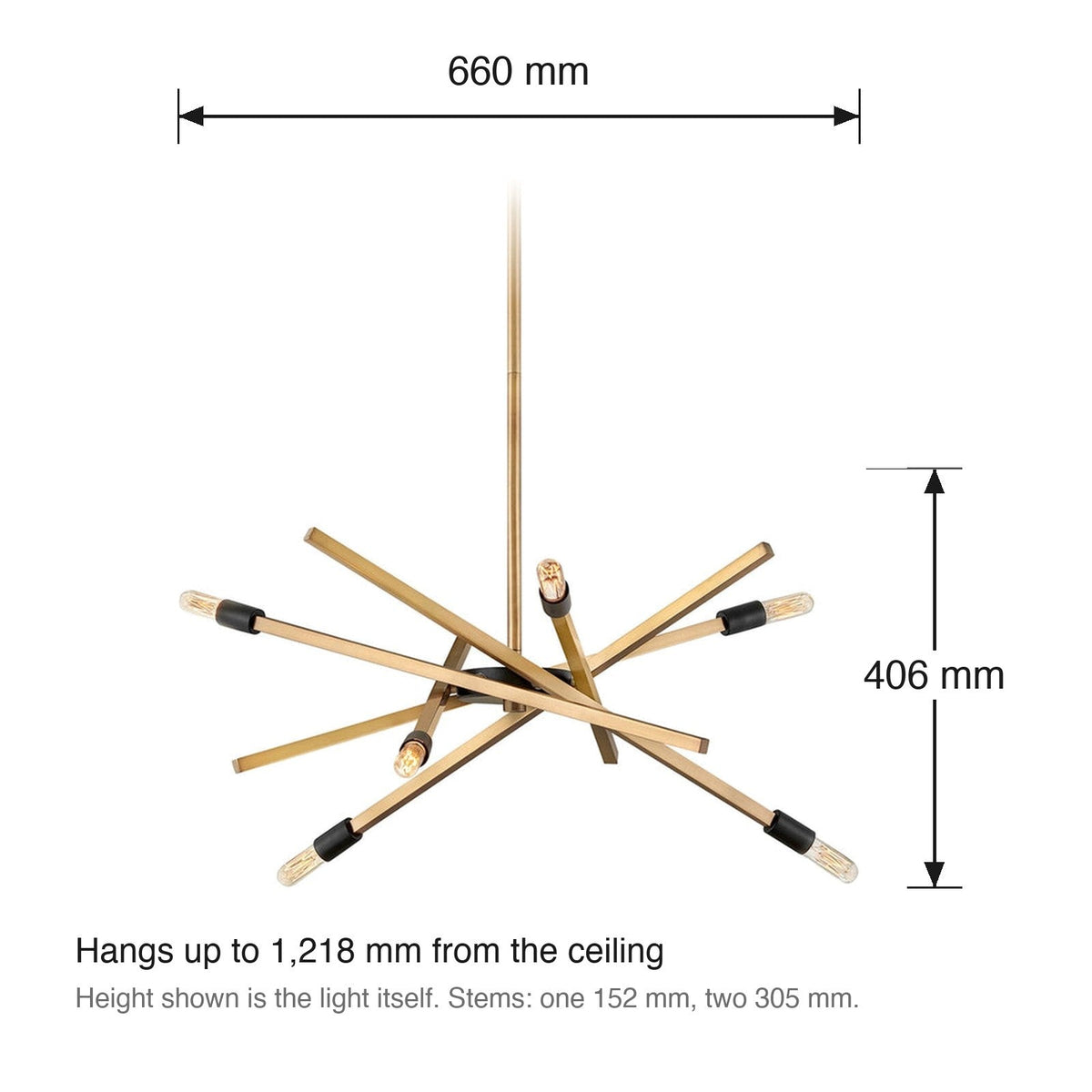Archer Medium 6 Light Chandelier by Hinkley dimensions in millimetres