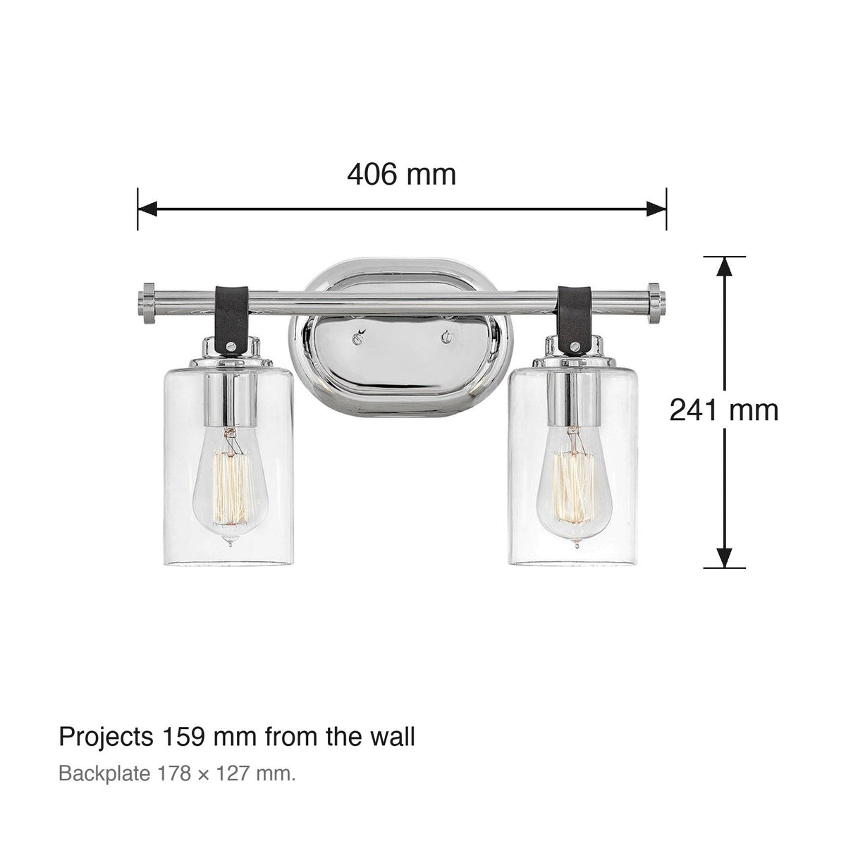 Halstead 2 Light Wall Sconce by Hinkley dimensions in millimetres