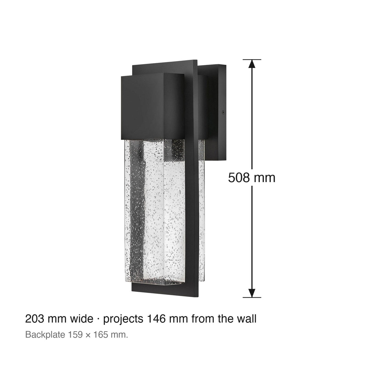 Alex Exterior Large Wall Lantern by Lark dimensions in millimetres
