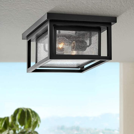 Republic Exterior Flush Ceiling Mount by Hinkley on a home exterior
