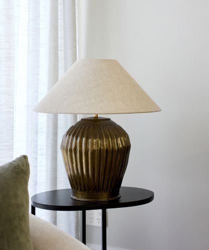 50cm Coolie Lampshade - Natural Linen in a styled interior