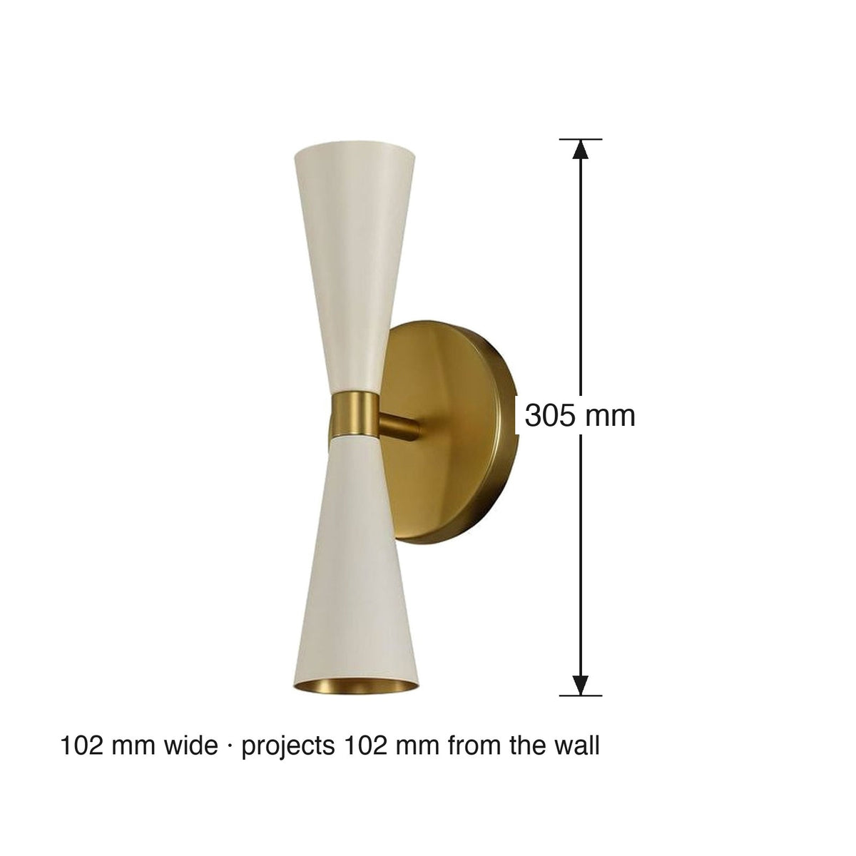 Milo 2 Light Wall Bracket by Kalco dimensions in millimetres