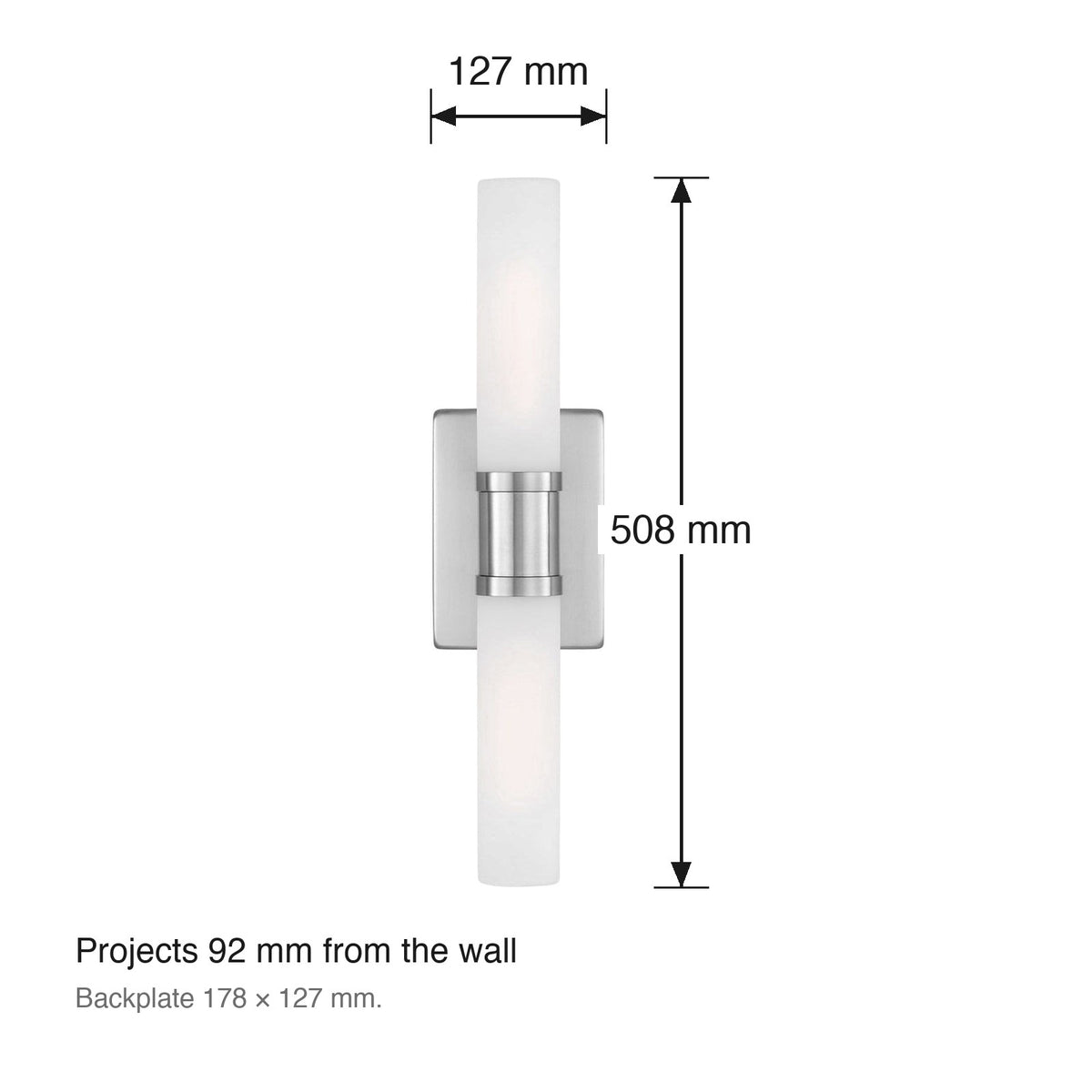 Keaton Medium Wall Light by Visual Comfort dimensions in millimetres