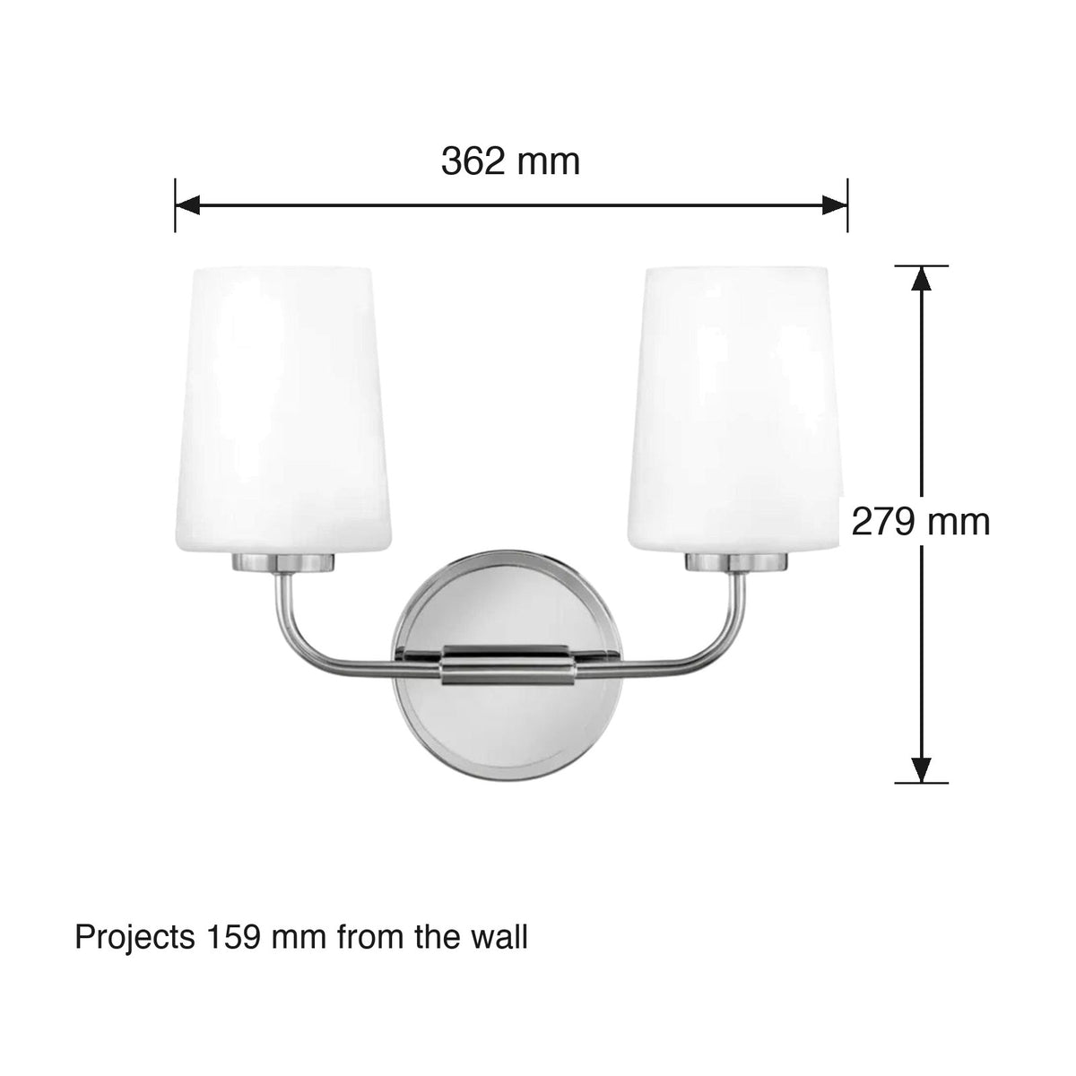 Kline 2 Light Wall Sconce by Lark dimensions in millimetres