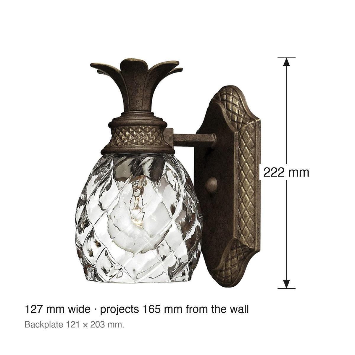 Plantation Wall Sconce by Hinkley dimensions in millimetres
