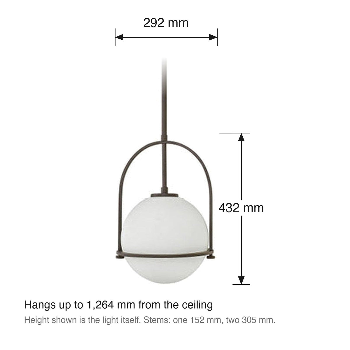 Somerset Medium Pendant by Hinkley dimensions in millimetres