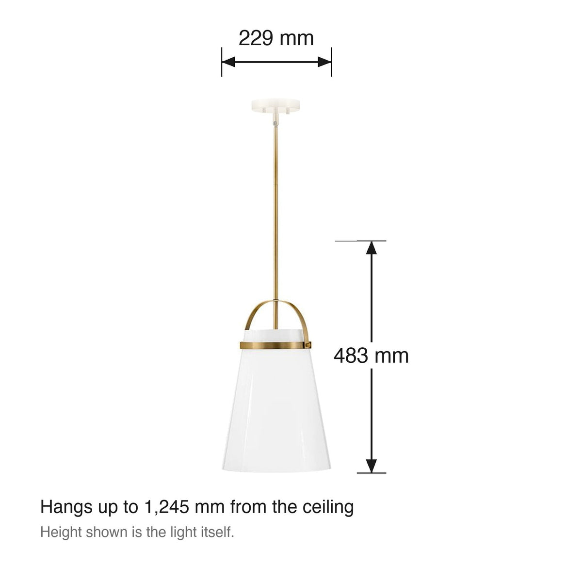 Tori Medium Kitchen Pendant by Lark dimensions in millimetres