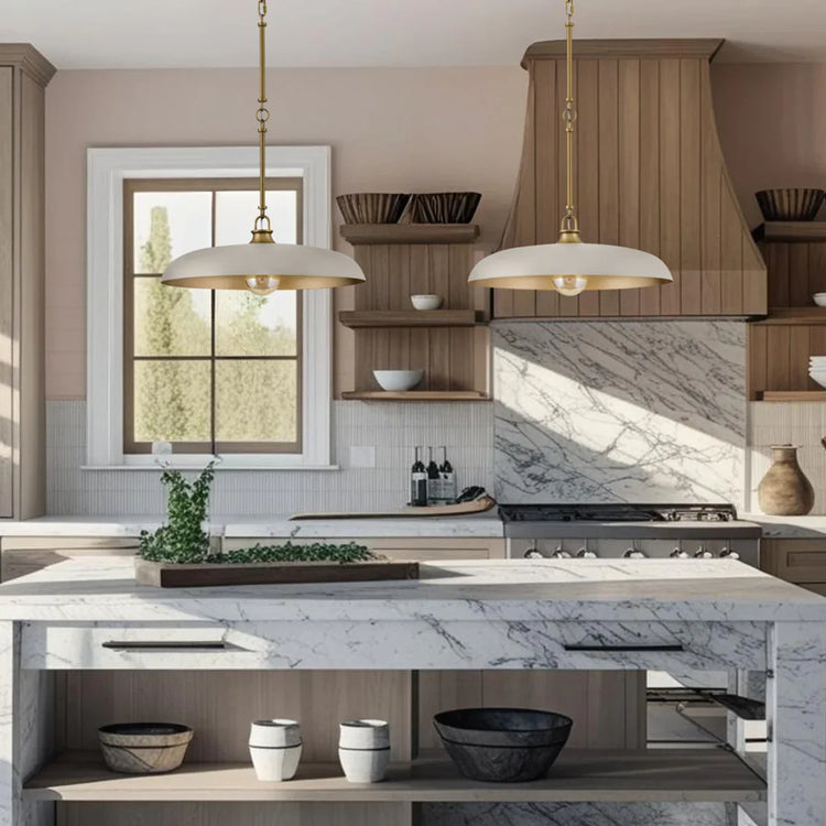 Sadie pendants by Hinkley over a kitchen island