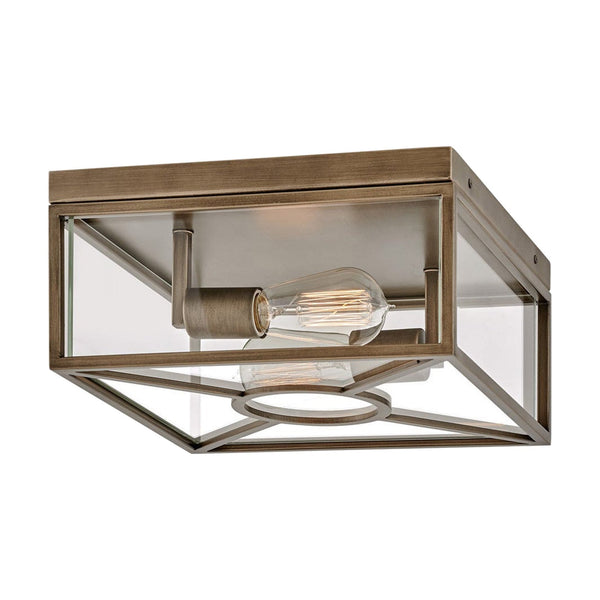 Brixton 2 Light Exterior Flush Ceiling Mount by Hinkley in Burnished Bronze