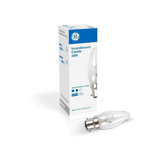 Incandescent Candle Light Bulb - B22 25W Clear Dimmable