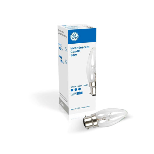 Incandescent Candle Light Bulb - B22 40W Clear Dimmable