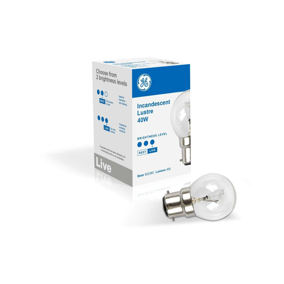 Incandescent Junior Light Bulb - B22 Fancy Round 40W Clear Dimmable
