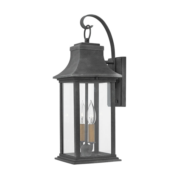 Adair Medium 2 Light Exterior Wall Lantern by Hinkley in Aged Zinc