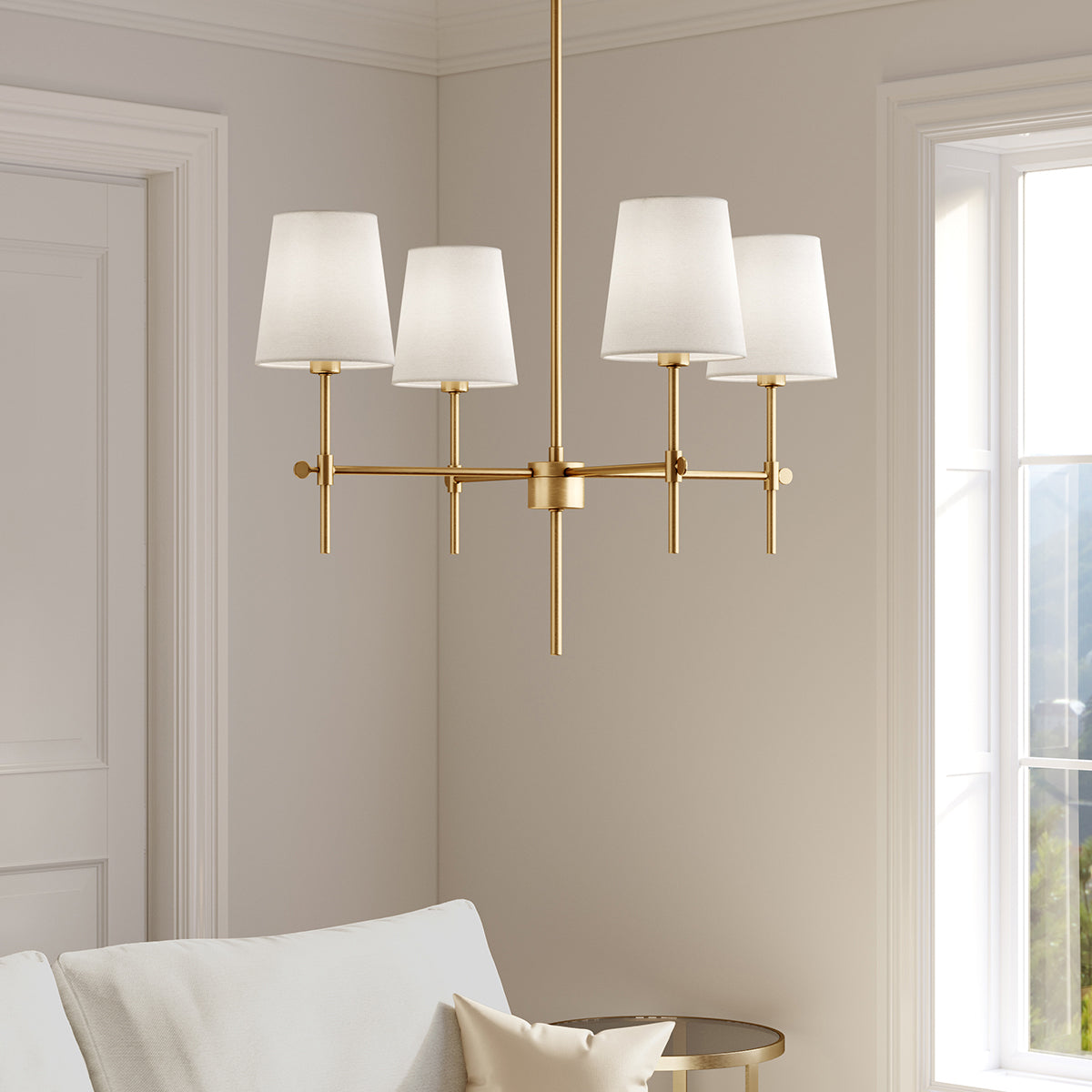 Baker 4 Light Chandelier by Visual Comfort in a styled interior