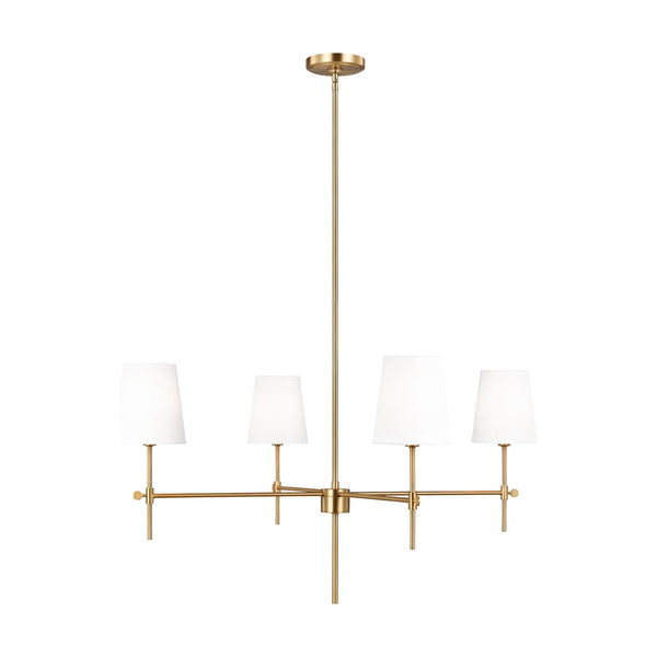 Baker 4 Light Chandelier by Visual Comfort in Satin Brass