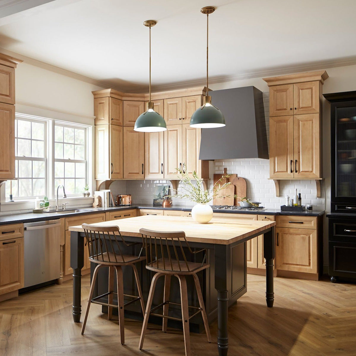 Argo Medium Pendant by Hinkley in Sage Green, installed in a home
