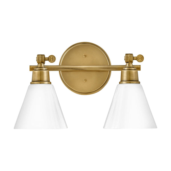 Arti 2 Light Vanity Wall Sconce by Hinkley in Heritage Brass