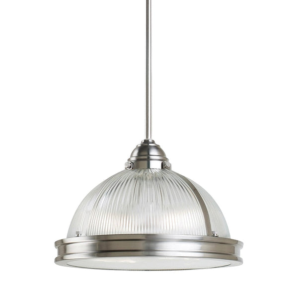 Pratt Street 2 Light Prismatic Pendant by Visual Comfort in Brushed Nickel
