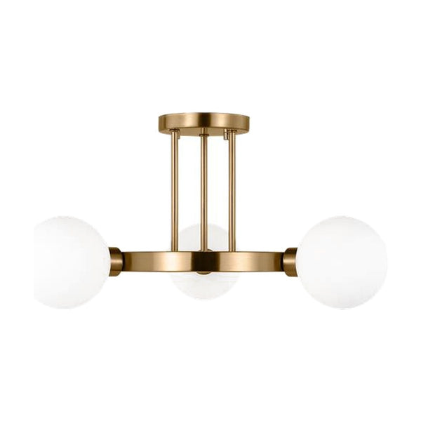 Clybourn 3 Light Semi-Flush Ceiling Mount by Visual Comfort in Satin Brass