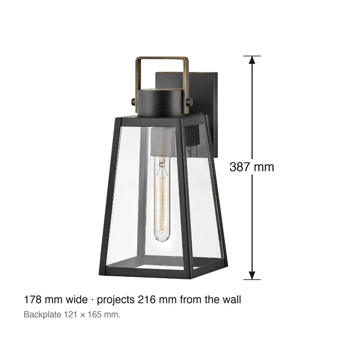 Hugh Small Exterior Wall Lantern by Lark dimensions in millimetres