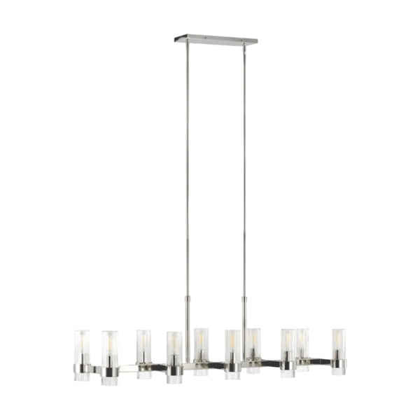 Geneva 10 Light Linear Chandelier by Visual Comfort in Polished Nickel