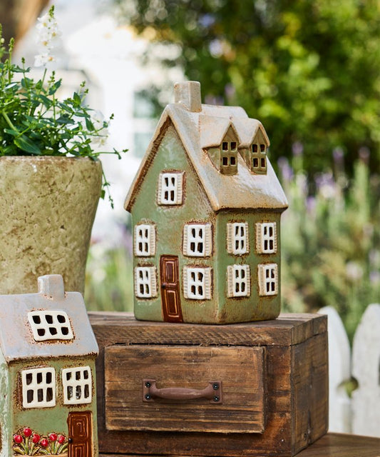Devon Tall Tea Light Cottage Sage