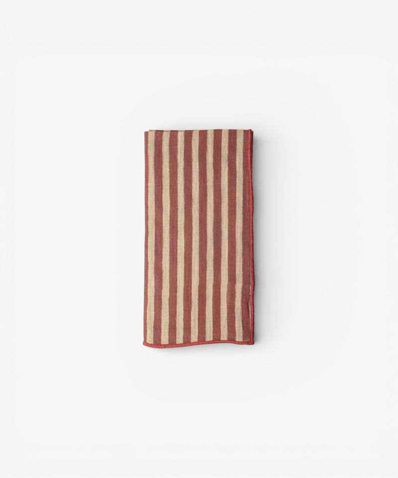 Striped Red Cotton Napkin - Set of 4