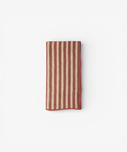 Striped Red Cotton Napkin - Set of 4