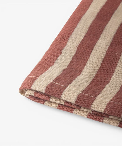 Striped Red Cotton Napkin - Set of 4