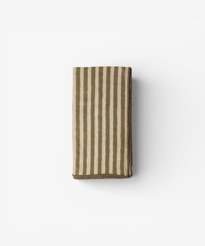 Striped Green Cotton Napkin - Set of 4